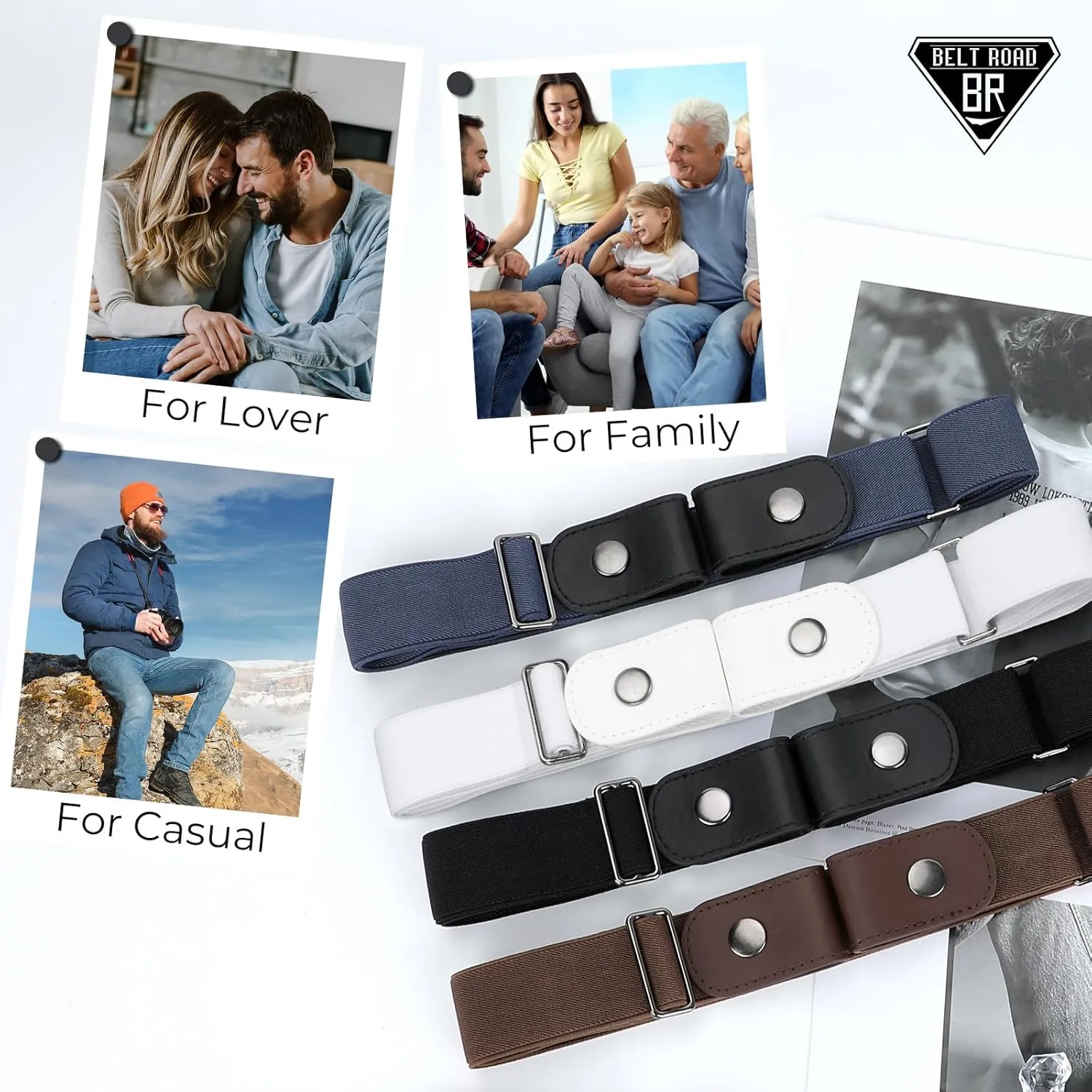 No Buckle Elastic Belt for Men, Invisible Buckleless Stretch Belt for Men Women