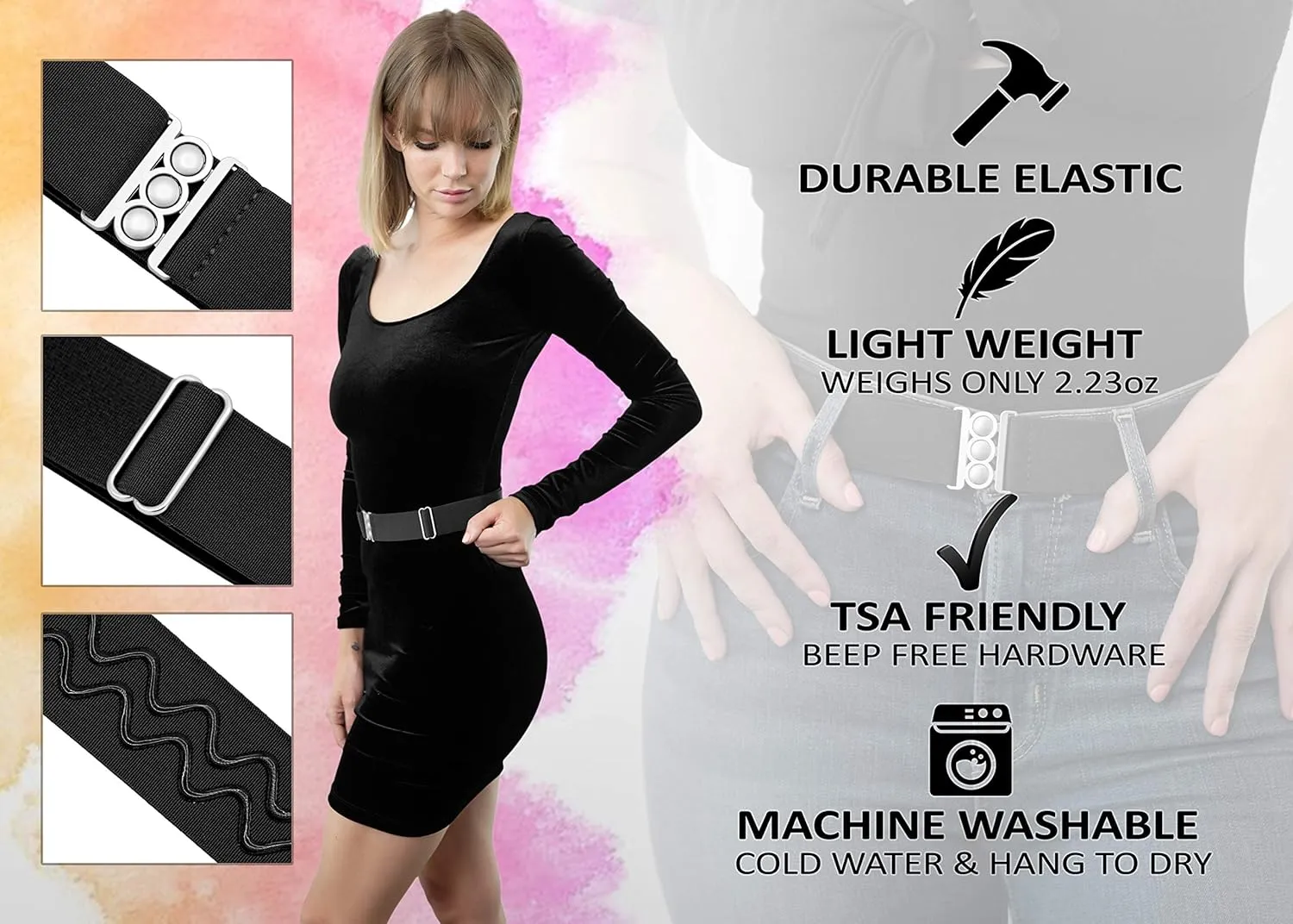 No Show Invisible Elastic Belts for Women | Non Slip | Fits waist upto 50 Inch