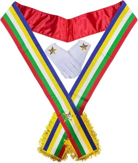 OES Sash-Masonic Order of Eastern Star Sash - Five Colors with Free Cotton Gloves
