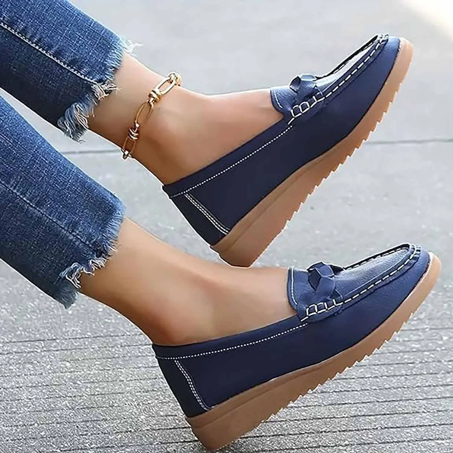 Orthopedic Shoes for Women - 2024 New Women's Orthopedic Slip On Anti-Skid Shoes (Blue,7.5)