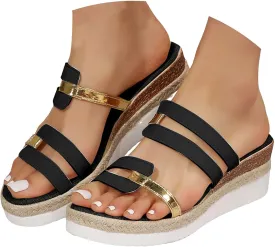 Orthopedic Wedge Sandals for Women 2025,Orthopedic Espadrilles Open Toe Slip On Ankle Strap Slippers Lightweight Comfortable Non Slip Beach Vacation Outdoor Prom Party Dress Shoes