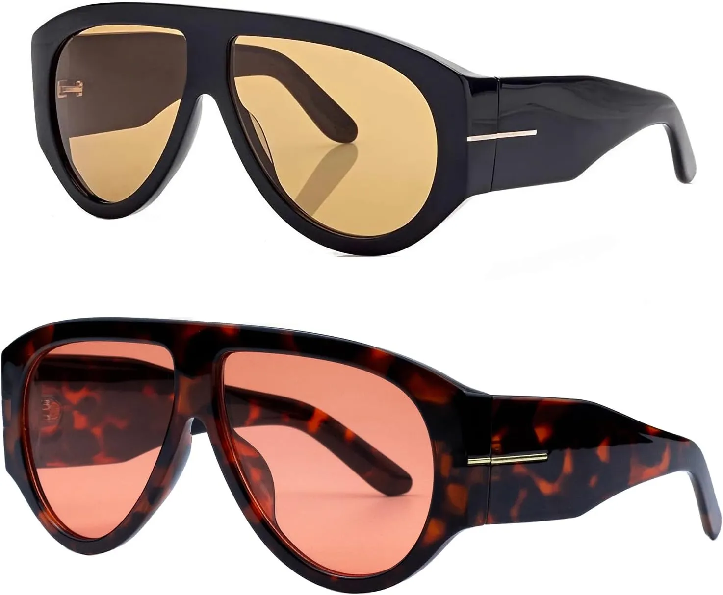 OSAGAMA Trendy Retro Oversized Aviator Sunglasses for Women Men 70s Luxury Designer Thick Classic Sun Glasses