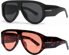 OSAGAMA Trendy Retro Oversized Aviator Sunglasses for Women Men 70s Luxury Designer Thick Classic Sun Glasses