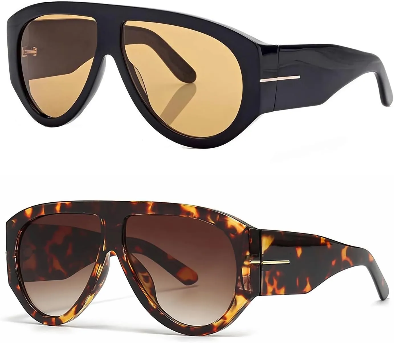 OSAGAMA Trendy Retro Oversized Aviator Sunglasses for Women Men 70s Luxury Designer Thick Classic Sun Glasses