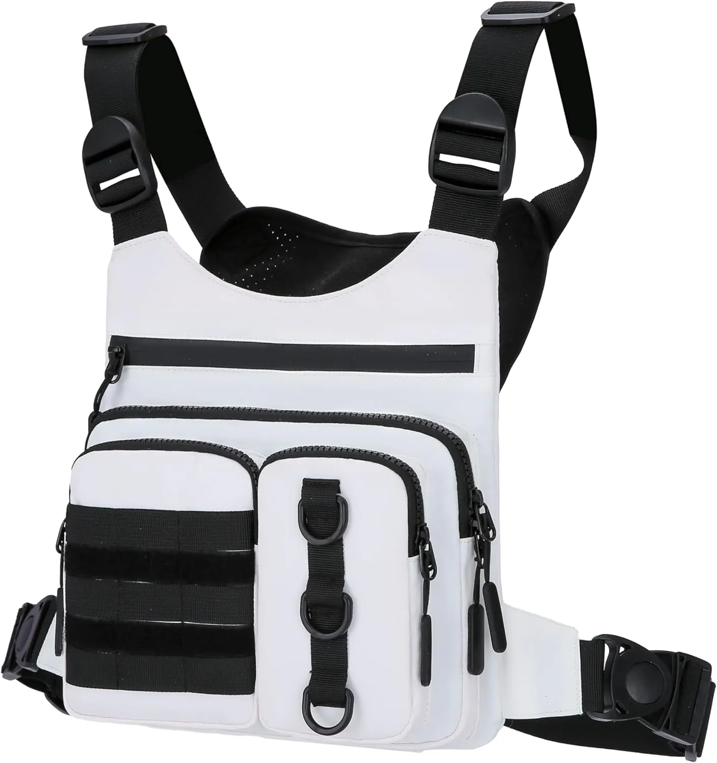 Outdoor Chest Bag for Men, Lightweight Running Vest with Water Bottle Pocket, EDC Chest Pack for Hiking, Cycling