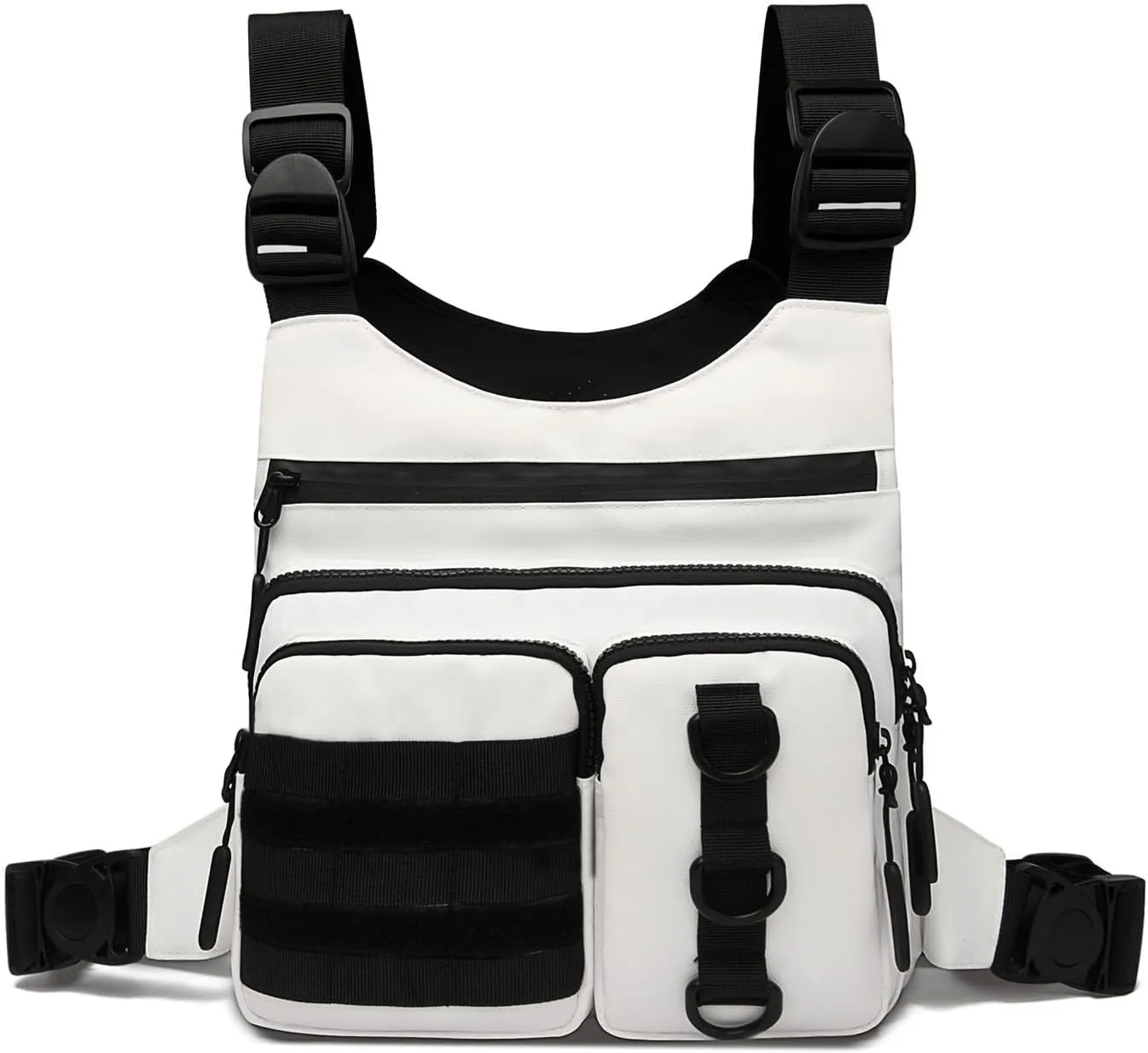 Outdoor Chest Bag for Men, Lightweight Running Vest with Water Bottle Pocket, EDC Chest Pack for Hiking, Cycling