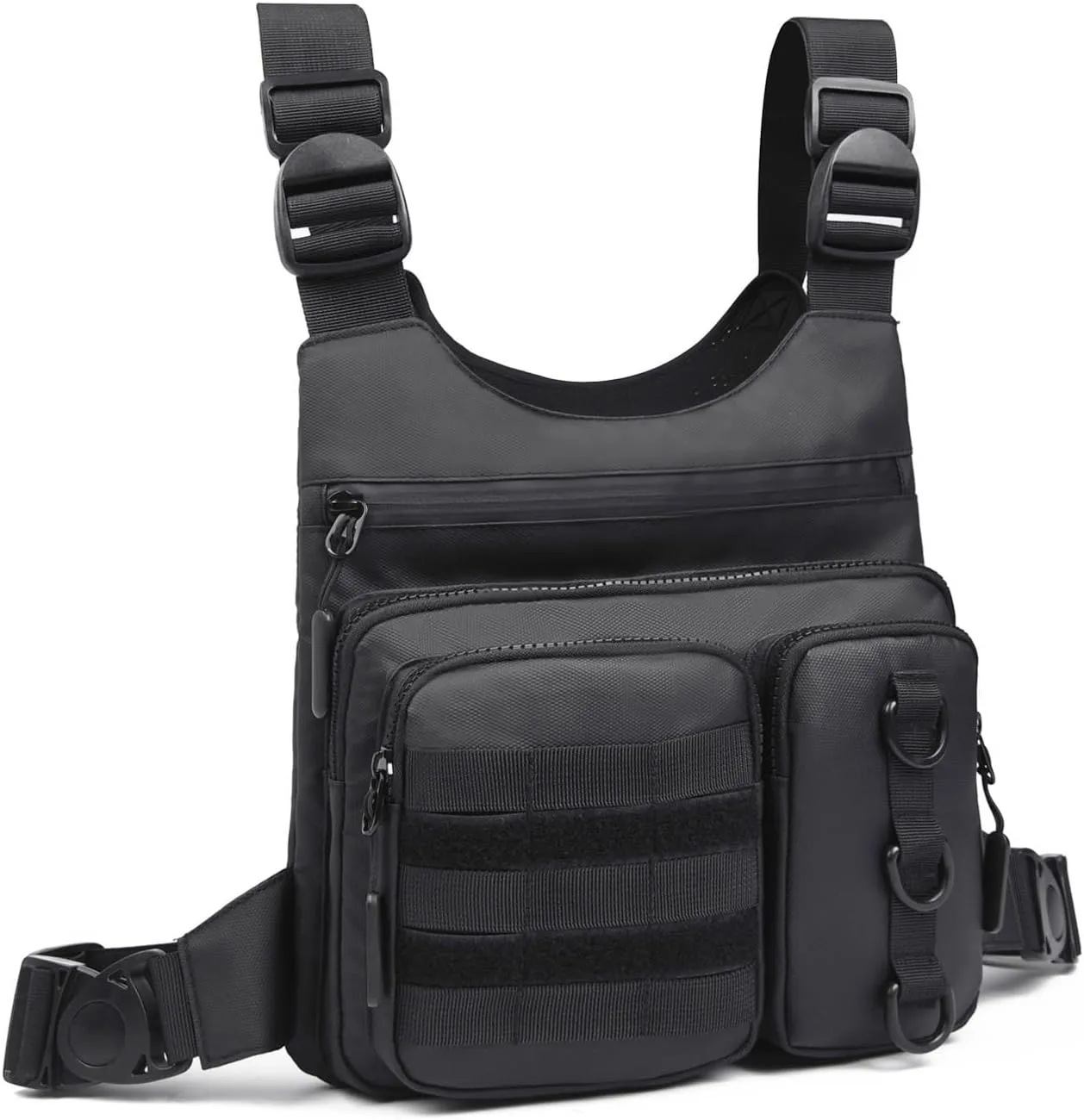 Outdoor Chest Bag for Men, Lightweight Running Vest with Water Bottle Pocket, EDC Chest Pack for Hiking, Cycling
