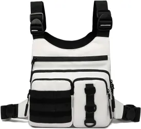 Outdoor Chest Bag for Men, Lightweight Running Vest with Water Bottle Pocket, EDC Chest Pack for Hiking, Cycling