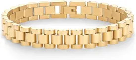 PAVOI 14K Gold Plated Waterproof Watch Strap Chain Bracelet for Women | Two Toned Mixed Metals Stainless Steel Chunky Link Bracelet