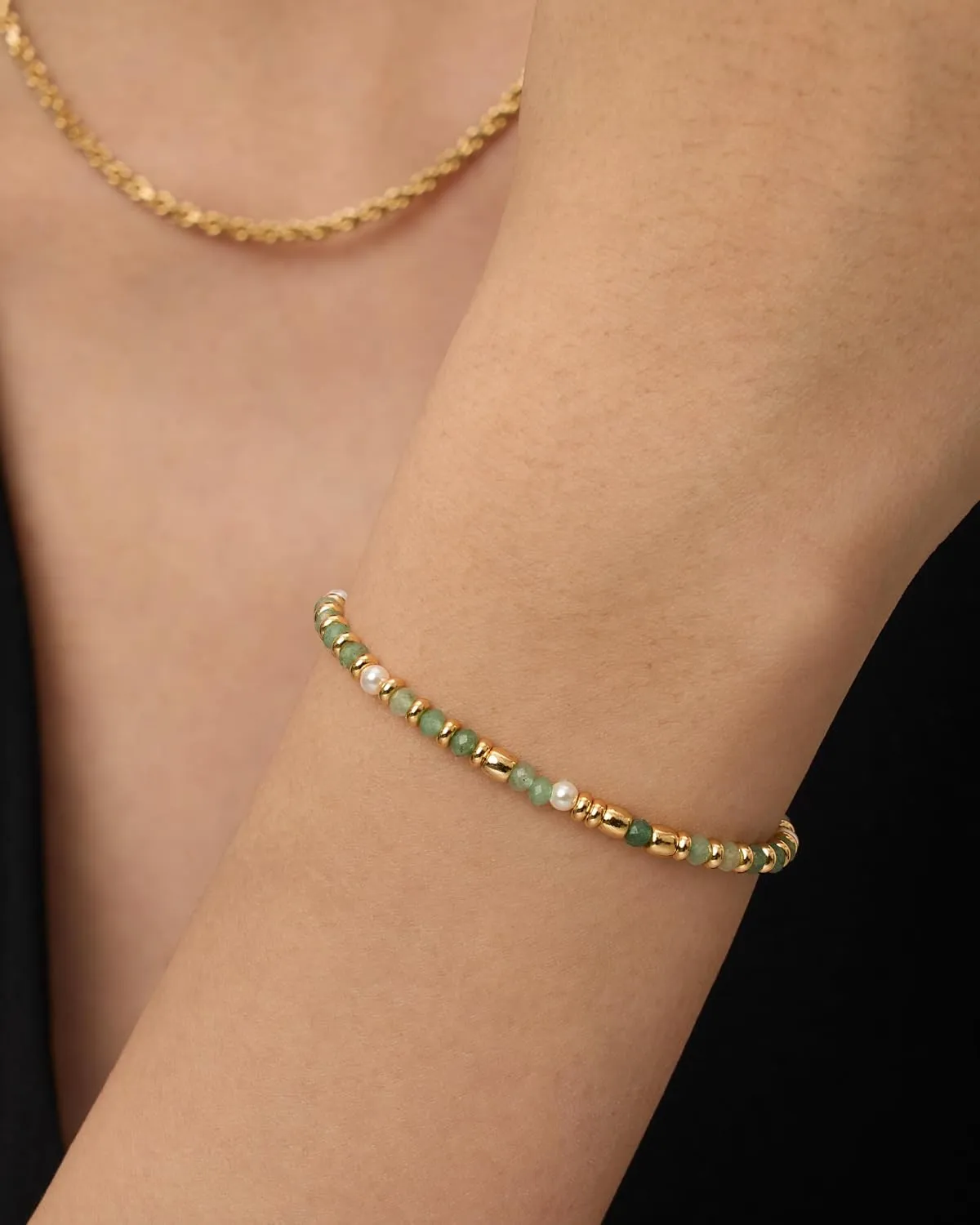 PAVOI 14K Yellow Gold Plated Beaded Enamel and Gemstones Bracelets for Women | Colored Boho Festival Adjustable Slider Bracelet | Freshwater Pearls Rose Jade Amazonite Sodalite Labradorite Beads