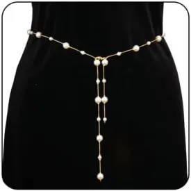 Pearl Waist Chain for Women Gold Bohemian Beach Waists Chain Adjustable Minimalist Pearl Waist Chain Sexy Bikini Body Chains Accessory Jewelry for Beach Wedding