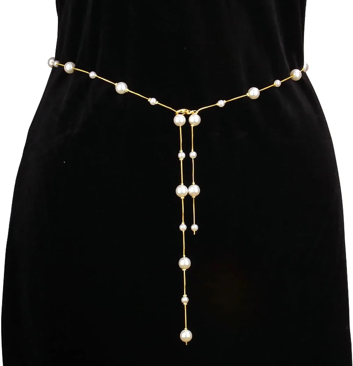 Pearl Waist Chain for Women Gold Bohemian Beach Waists Chain Adjustable Minimalist Pearl Waist Chain Sexy Bikini Body Chains Accessory Jewelry for Beach Wedding