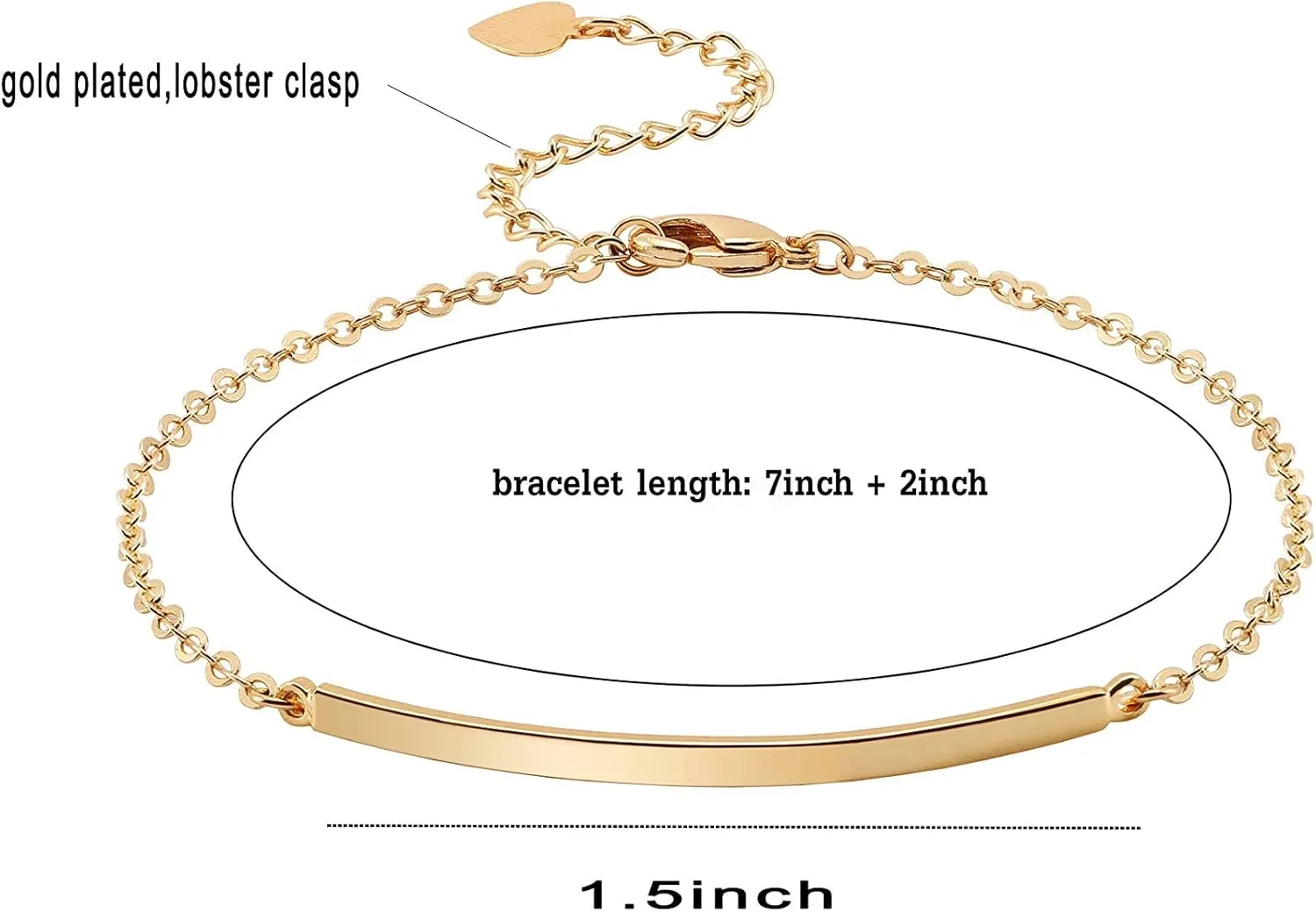 PERNNLA PEARL Dainty Gold Bar Bracelet for Women Simple Delicate Thin Cuff Bangle Hook Bracelet 18K Gold Plated Handmade Minimalist Jewelry
