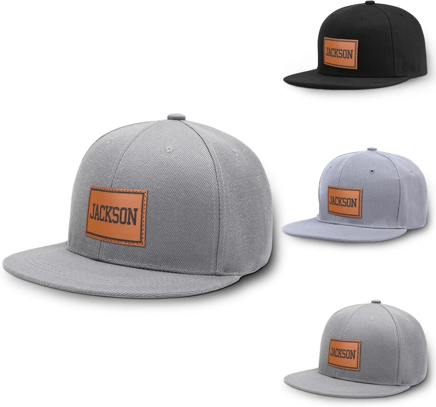 Personalized Kid Baseball Hat Cap: Custom Name Leather Sun Hats - Adjustable Snapback Trucker Caps for Child Boys Girls