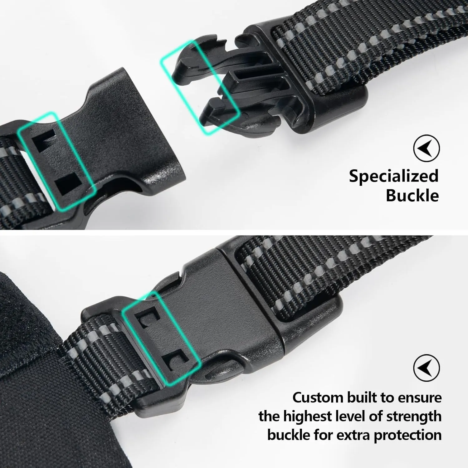 PHOEPET 2019 Upgraded No Pull Dog Harness, Reflective Adjustable Vest, with a Training Handle   2 Metal Leash Hooks  3 Snap Buckles  4 Slide Buckles(L, Black)