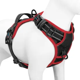 PHOEPET 2019 Upgraded No Pull Dog Harness, Reflective Adjustable Vest, with a Training Handle   2 Metal Leash Hooks  3 Snap Buckles  4 Slide Buckles(L, Black)