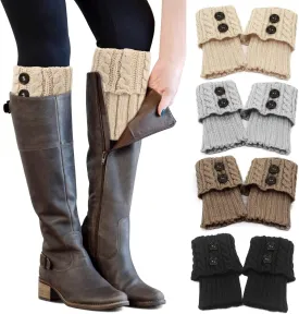 PHOGARY 4 Pairs Winter Warm Boot Cuffs for Women, Crochet Knitted Boot Socks for Gilrs Short Leg Warmers Boot Topper Socks Leg Cuffs Boot Warmers Gift