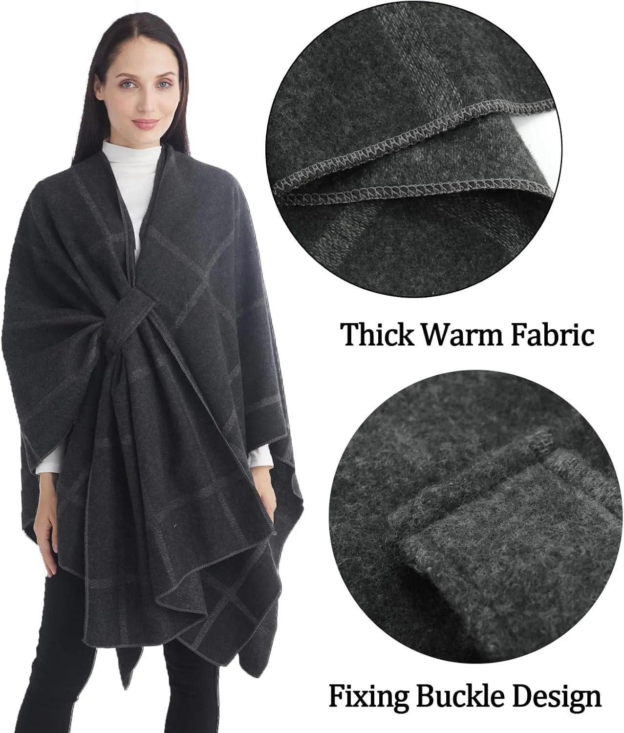 Poncho Shawl Wraps for Women, Women's Soft Warm Ponchos Sweaters Open Front Travel Poncho Cape for fall winter Spring
