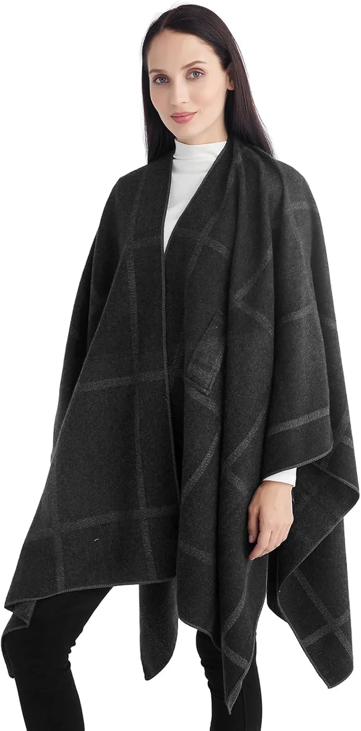 Poncho Shawl Wraps for Women, Women's Soft Warm Ponchos Sweaters Open Front Travel Poncho Cape for fall winter Spring