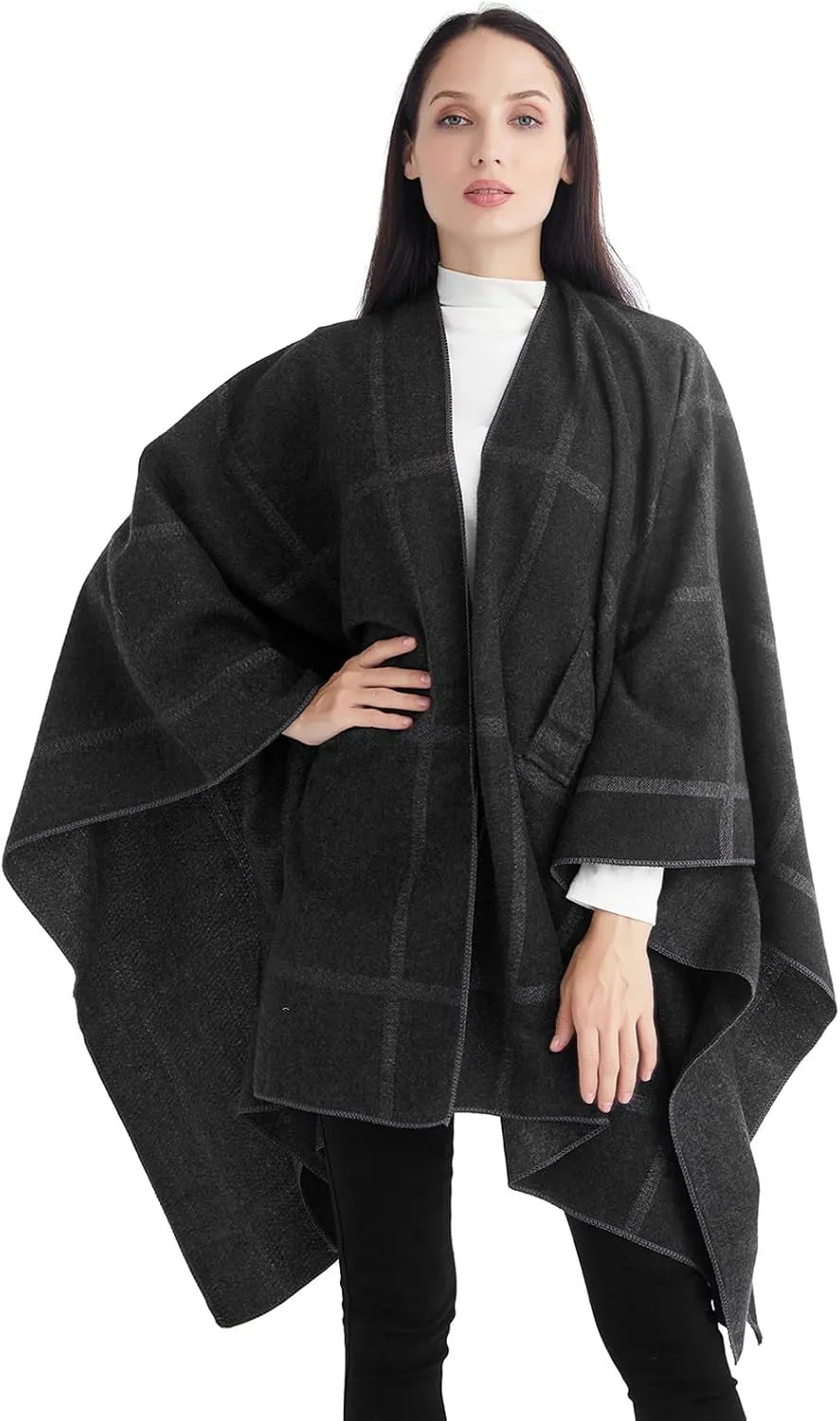 Poncho Shawl Wraps for Women, Women's Soft Warm Ponchos Sweaters Open Front Travel Poncho Cape for fall winter Spring