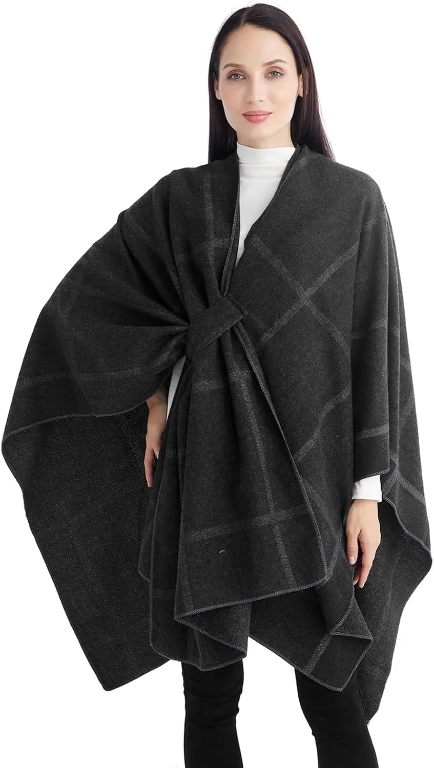 Poncho Shawl Wraps for Women, Women's Soft Warm Ponchos Sweaters Open Front Travel Poncho Cape for fall winter Spring