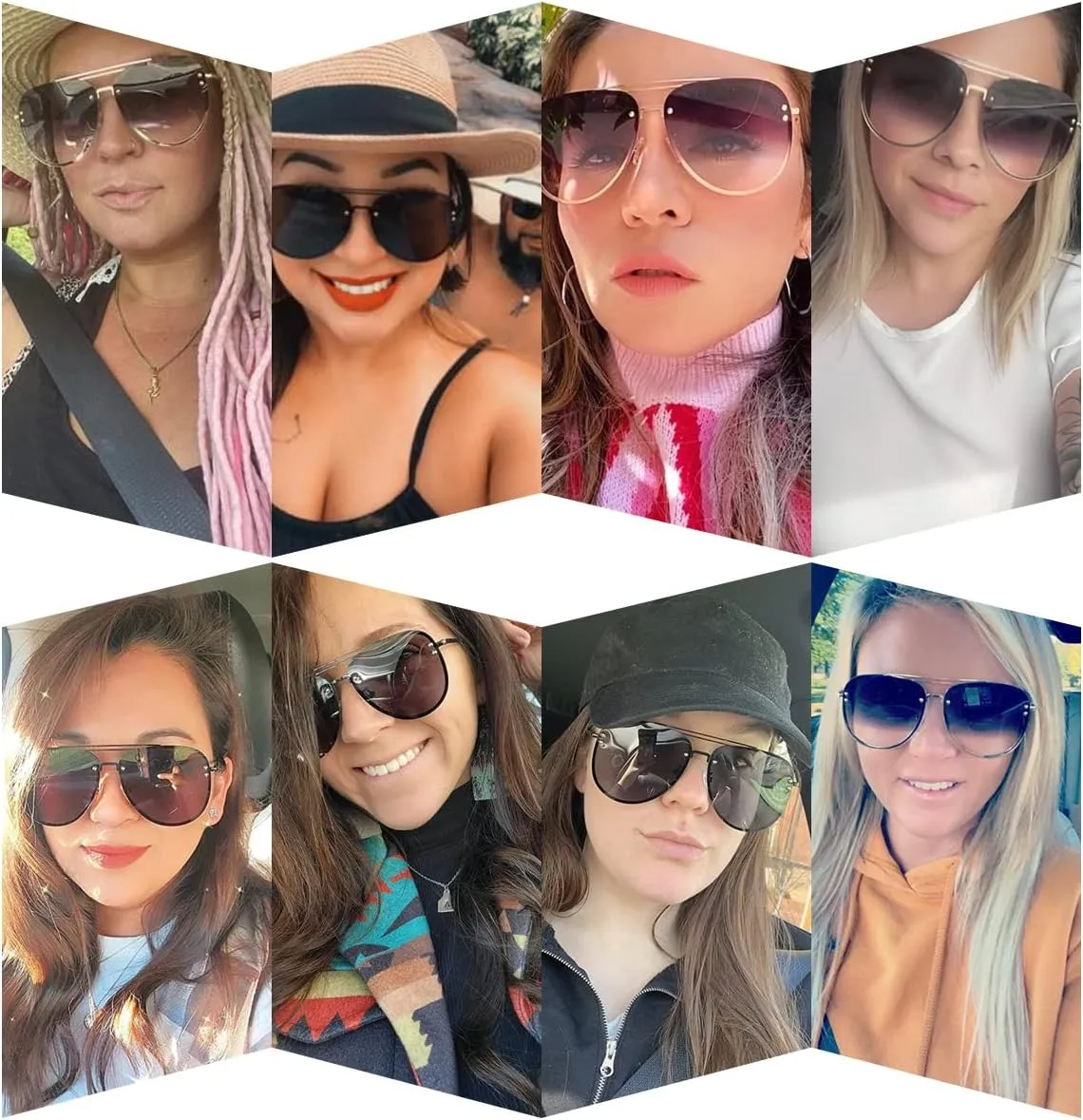 Premium Rimless Oversized Aviator Sunglasses for Women, Polarized PC Lens UV Protection Women’s Shade VF2203