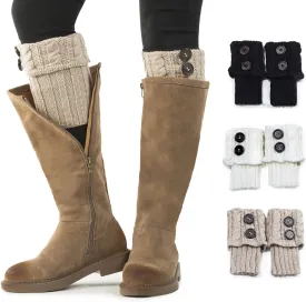 REDESS Women Boot Knit Cuffs,Short Crochet Leg Warmers, Variety of Styles Winter Warm Cuff Socks 3 Pairs