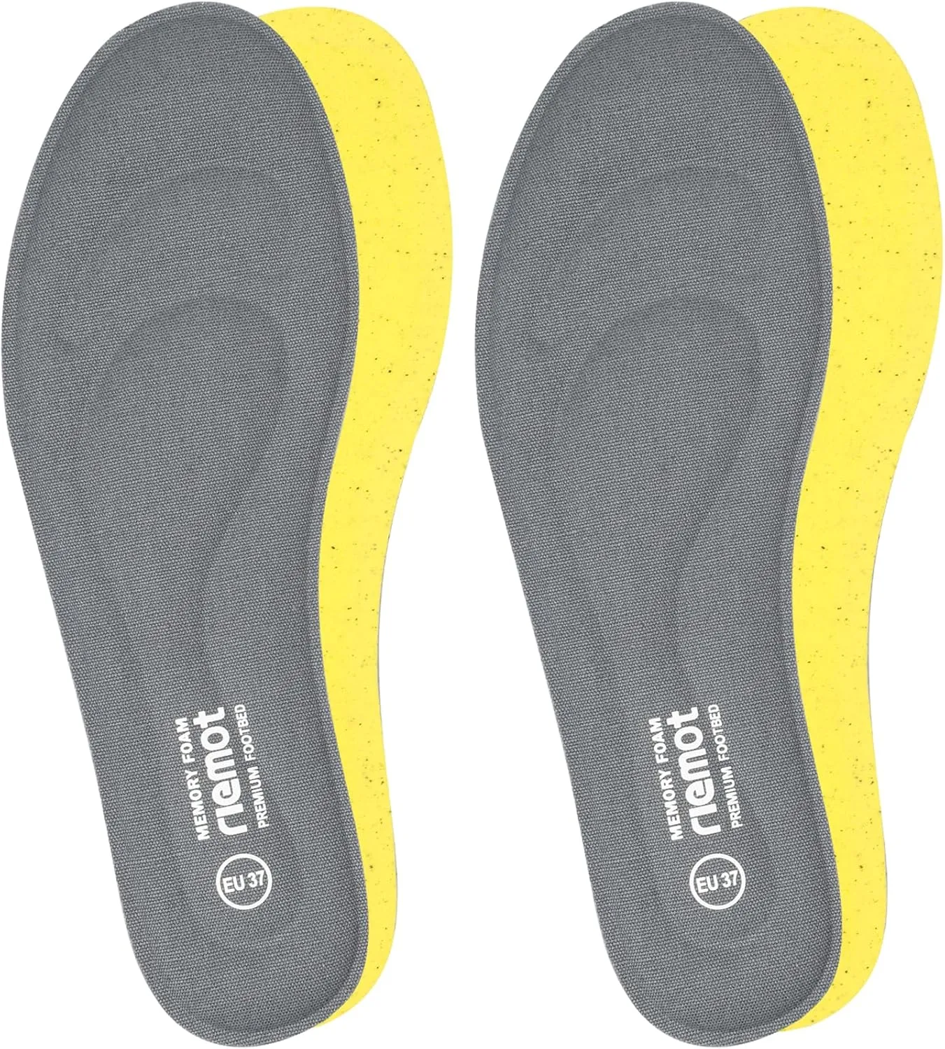 riemot 2 Pairs Memory Foam Insoles for Women Replacement Shoe Inserts for Work Boot,Sneaker,Comfort Cushion Shoe Insoles,Breathable Inner Soles Shock Absorbing for Foot Pain Relief Grey US8/ EU39