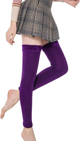 Romastory Womens Over Knee Leg Warmers Winter Thick Fleece Lined Elastic Socks Tights
