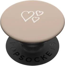Sand / Beige Cute Hand Drawn Heart Minimalist Digital Art PopSockets Standard PopGrip