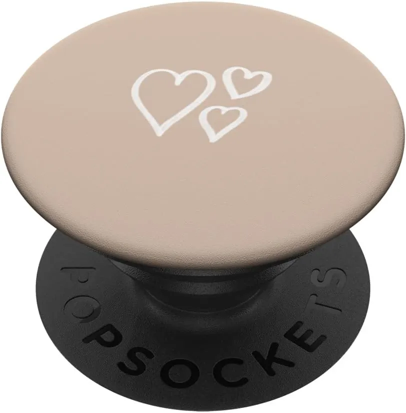 Sand / Beige Cute Hand Drawn Heart Minimalist Digital Art PopSockets Standard PopGrip