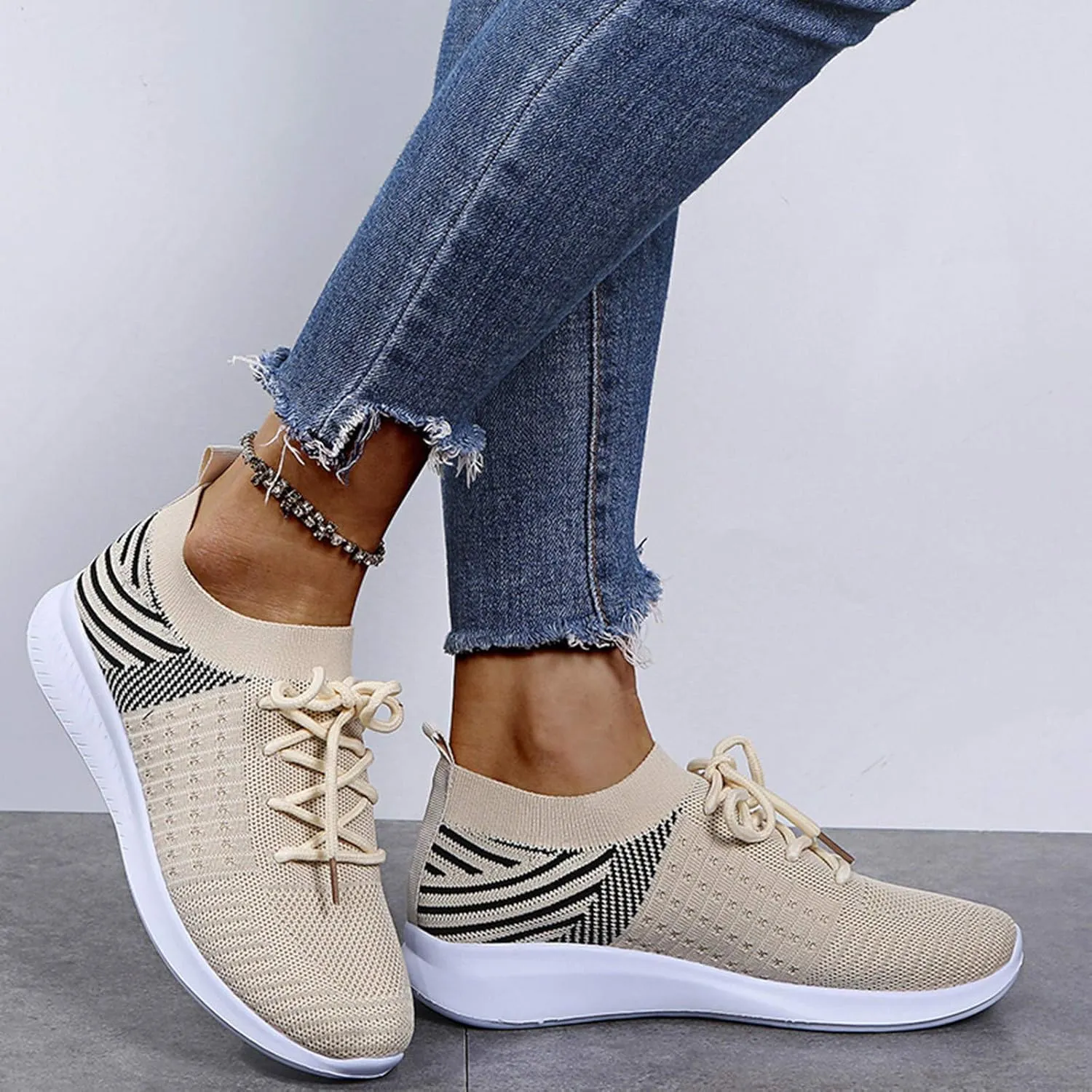 SBGMoSJ Running Shoes for Women Wide Toe Box Women's Slip On Tennis Shoes Size 8 Hiking Shoes for Women Extra Wide White Sneakers for Women Womens Black Sneakers Wide Width