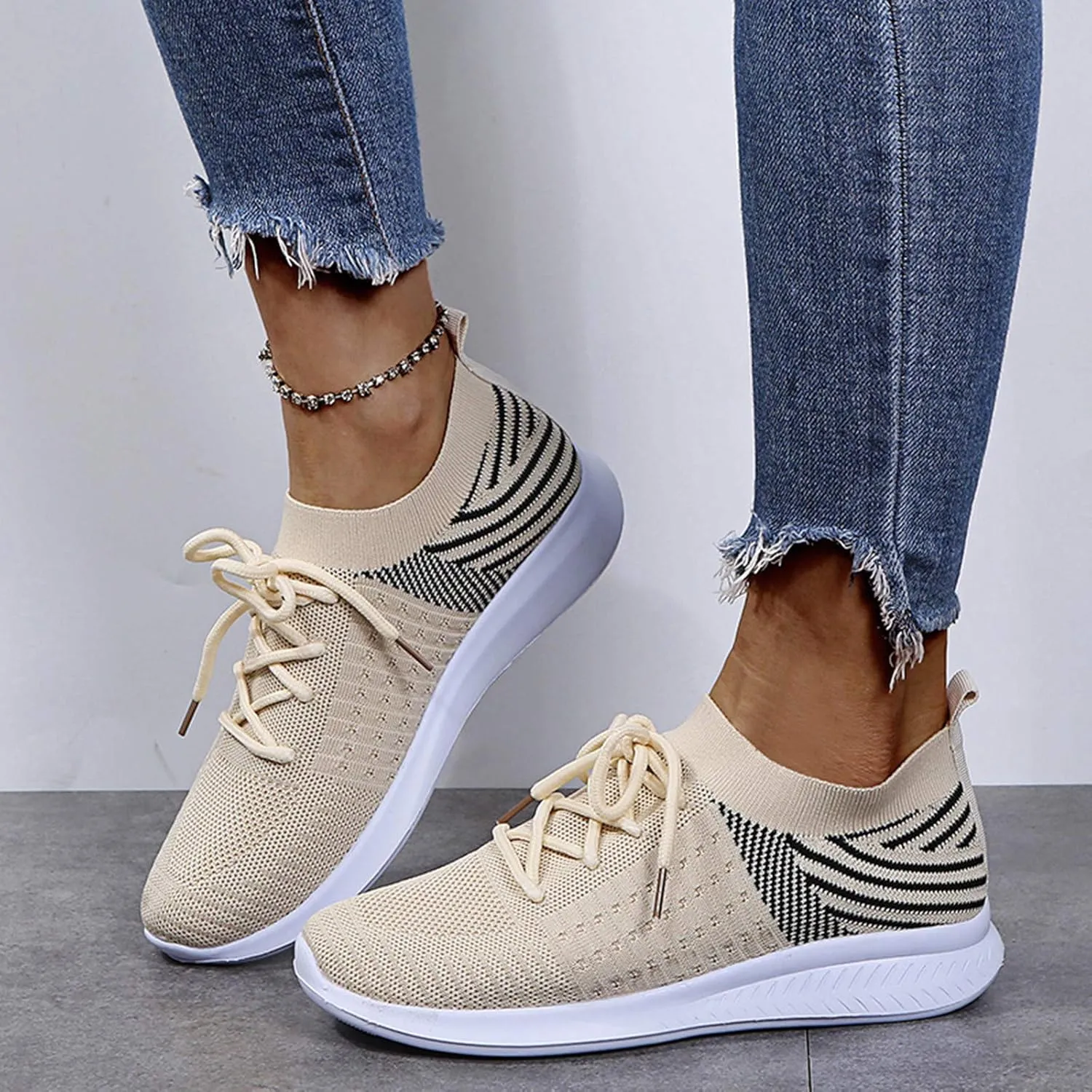 SBGMoSJ Running Shoes for Women Wide Toe Box Women's Slip On Tennis Shoes Size 8 Hiking Shoes for Women Extra Wide White Sneakers for Women Womens Black Sneakers Wide Width