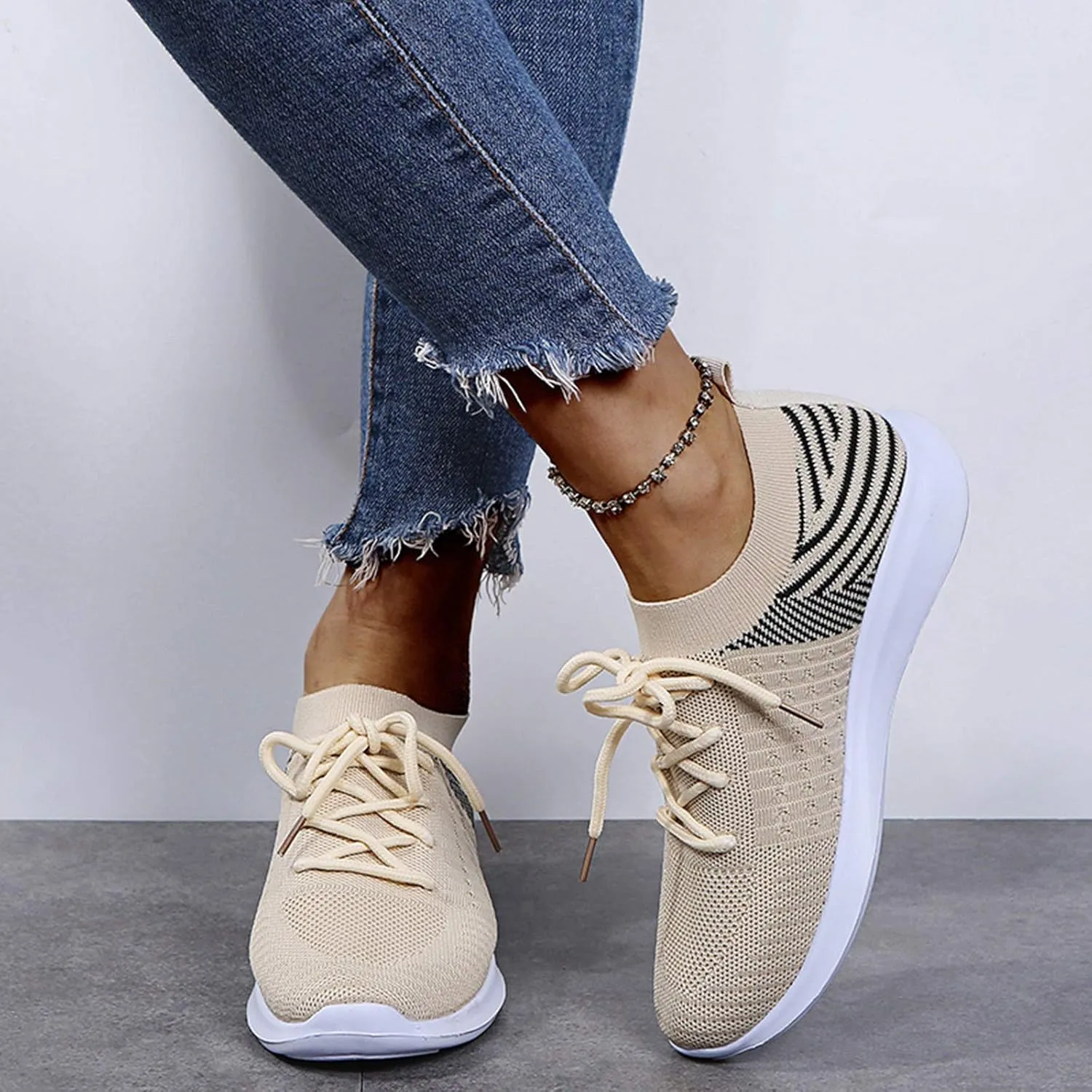 SBGMoSJ Running Shoes for Women Wide Toe Box Women's Slip On Tennis Shoes Size 8 Hiking Shoes for Women Extra Wide White Sneakers for Women Womens Black Sneakers Wide Width