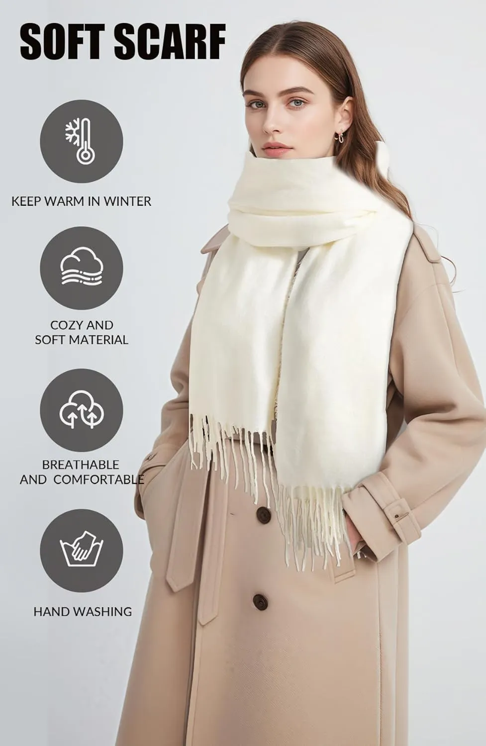 Scarf for Women - Women's Fall Winter Scarfs, Pashmina Shawl Wraps for Women, Long Blanket Scarf for Evening Dresses