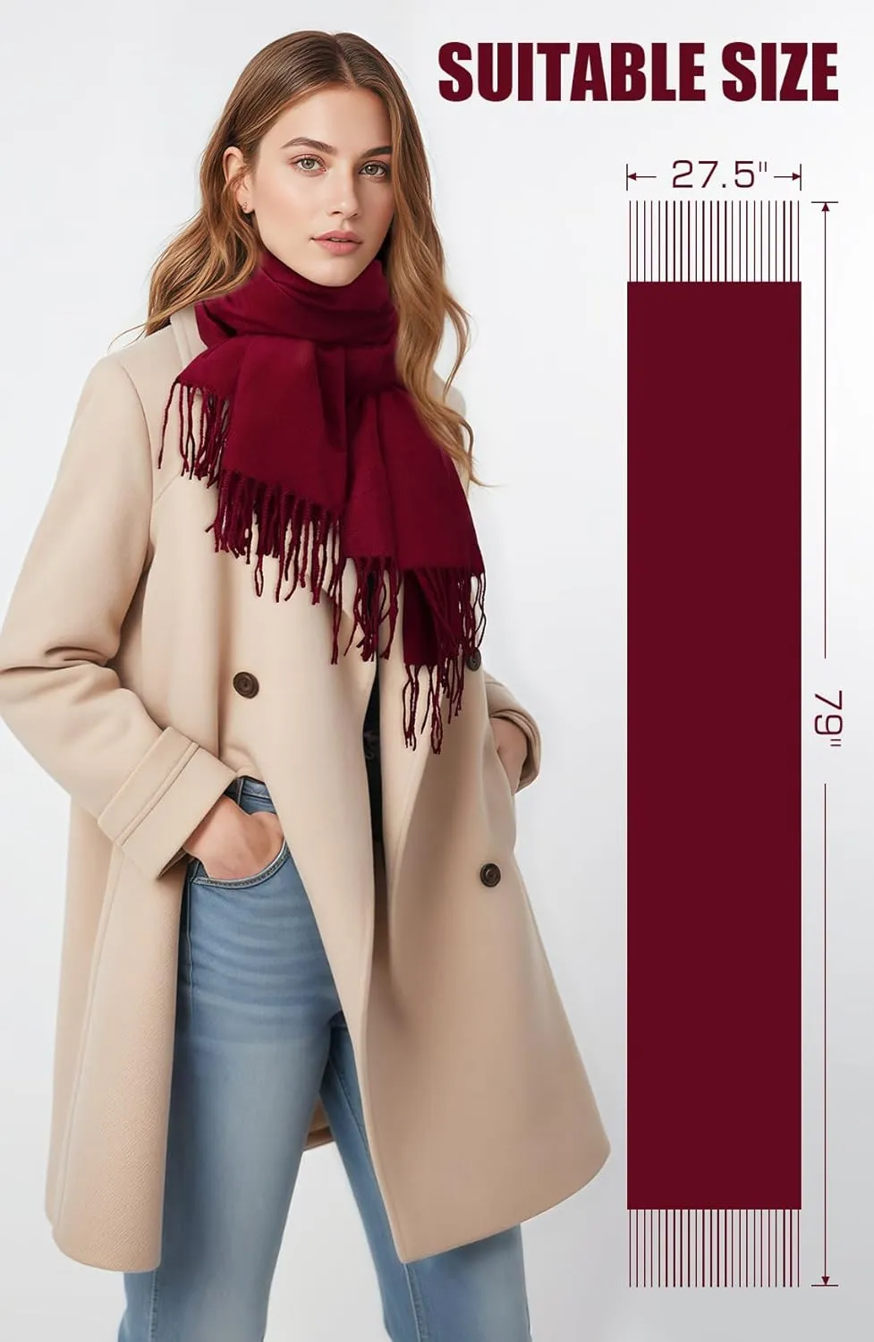 Scarf for Women - Women's Fall Winter Scarfs, Pashmina Shawl Wraps for Women, Long Blanket Scarf for Evening Dresses