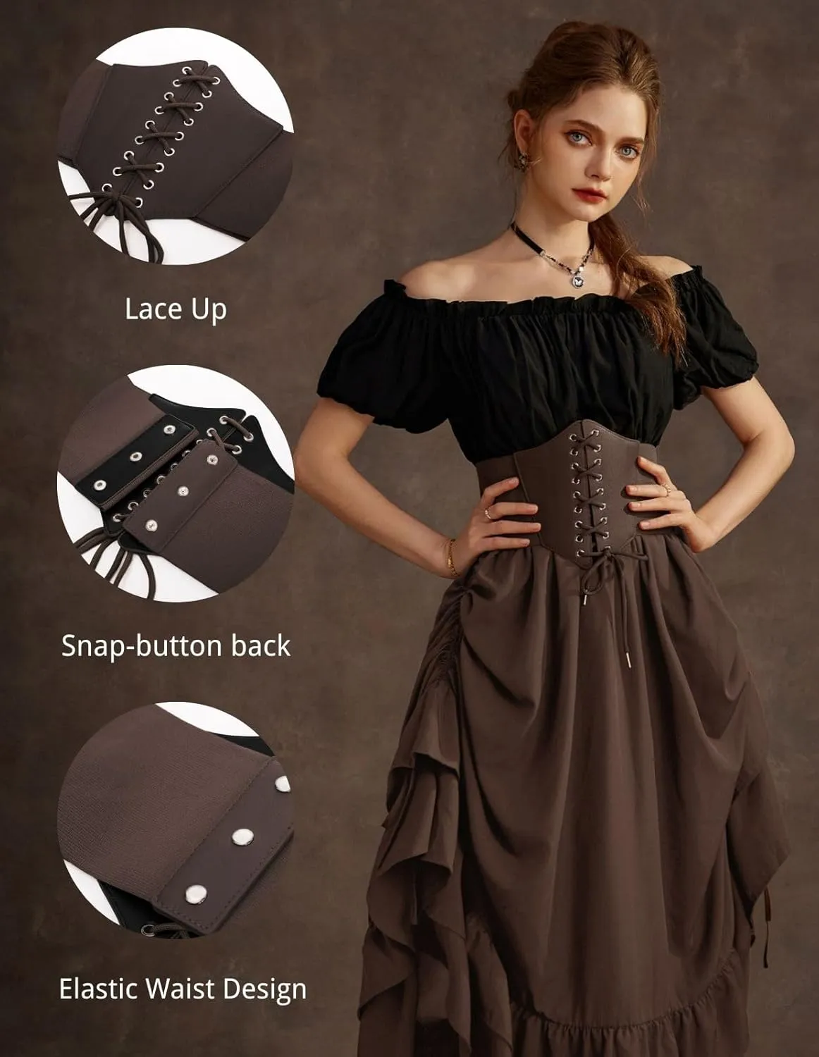 Scarlet Darkness Women Wide Belt Elastic Waist Belt Corset Belts for Dress