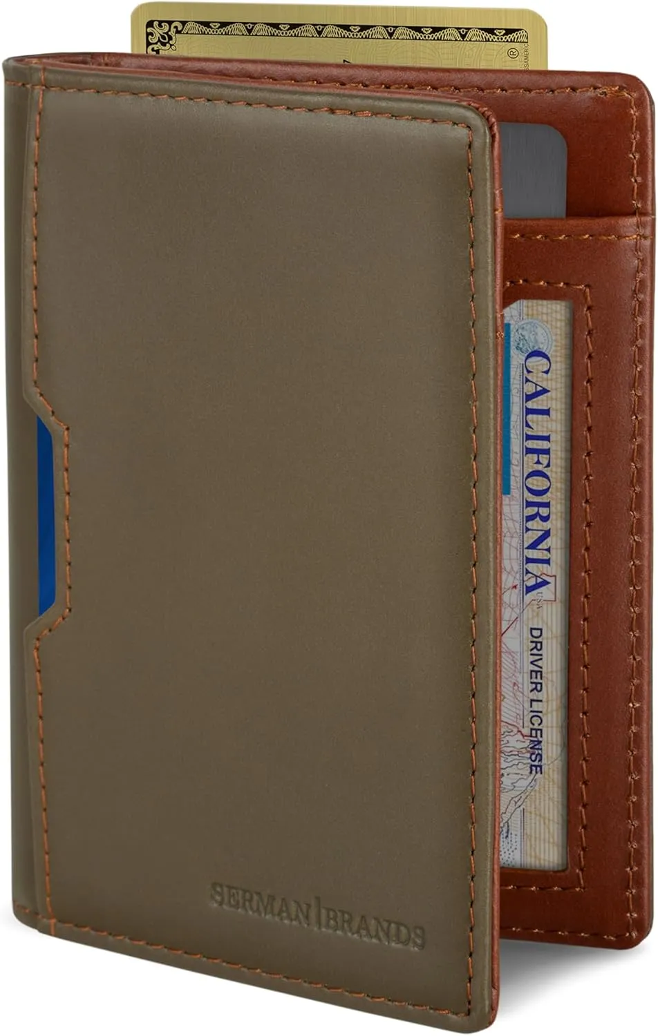 SERMAN BRANDS - Wallets for Men Slim Mens leather RFID Blocking Minimalist Card Front Pocket Bifold Travel Thin