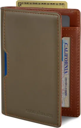 SERMAN BRANDS - Wallets for Men Slim Mens leather RFID Blocking Minimalist Card Front Pocket Bifold Travel Thin