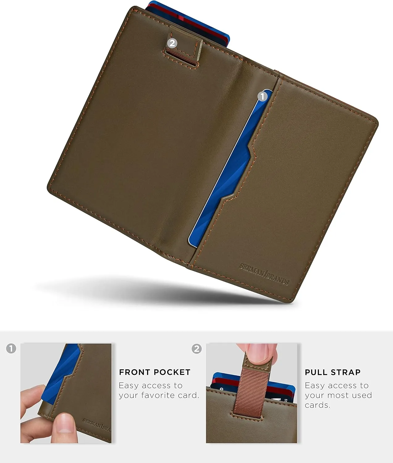 SERMAN BRANDS - Wallets for Men Slim Mens leather RFID Blocking Minimalist Card Front Pocket Bifold Travel Thin