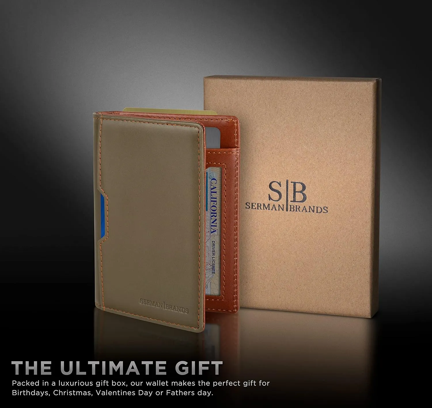 SERMAN BRANDS - Wallets for Men Slim Mens leather RFID Blocking Minimalist Card Front Pocket Bifold Travel Thin