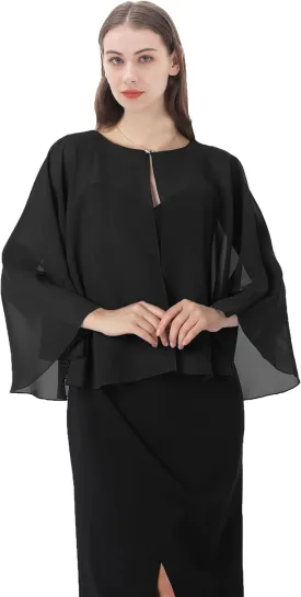 Shawls and Wraps for Dresses Chiffon Capelet Bridal Capes Soft Women Accessories Cover Up
