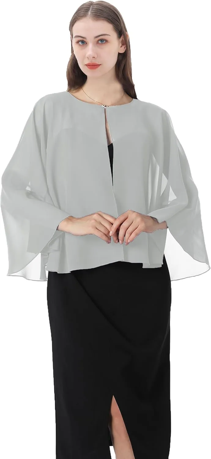 Shawls and Wraps for Dresses Chiffon Capelet Bridal Capes Soft Women Accessories Cover Up