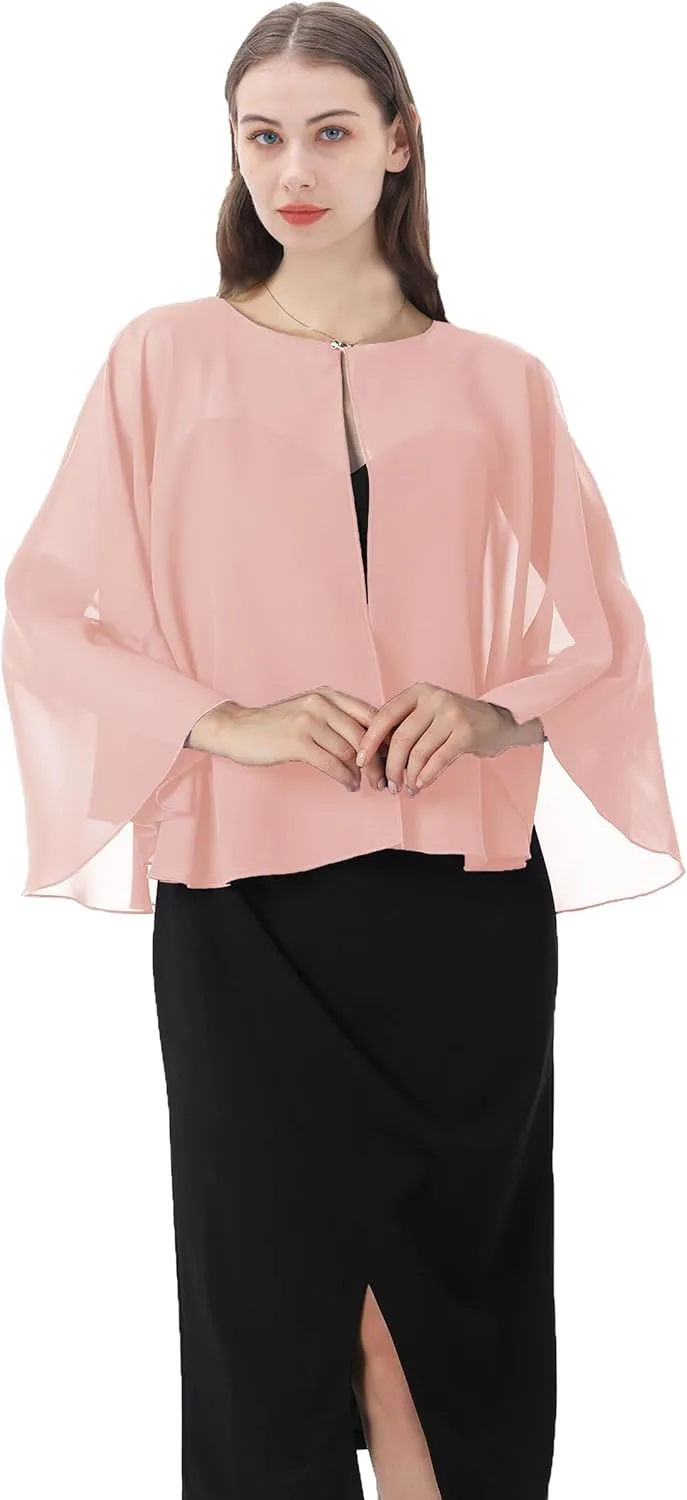 Shawls and Wraps for Dresses Chiffon Capelet Bridal Capes Soft Women Accessories Cover Up