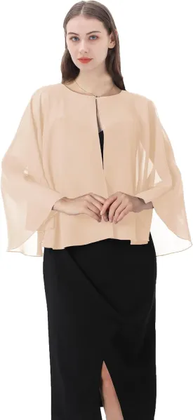 Shawls and Wraps for Dresses Chiffon Capelet Bridal Capes Soft Women Accessories Cover Up