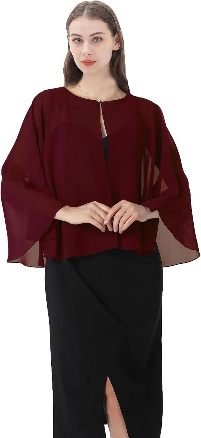 Shawls and Wraps for Dresses Chiffon Capelet Bridal Capes Soft Women Accessories Cover Up