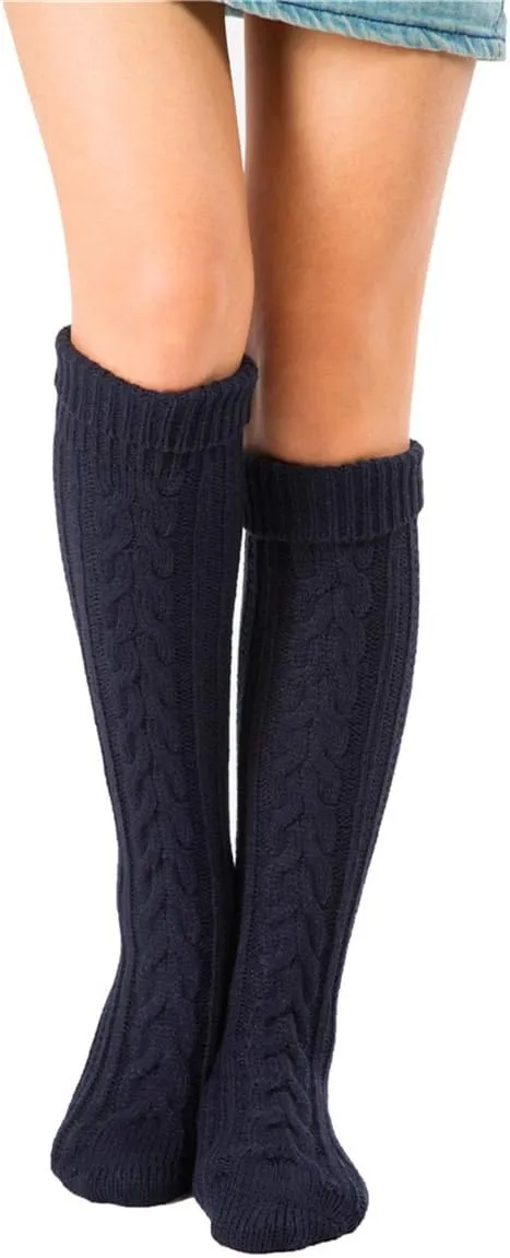 SherryDC Women's Cable Knit Long Boot Stocking Socks Knee High Winter Leg Warmers