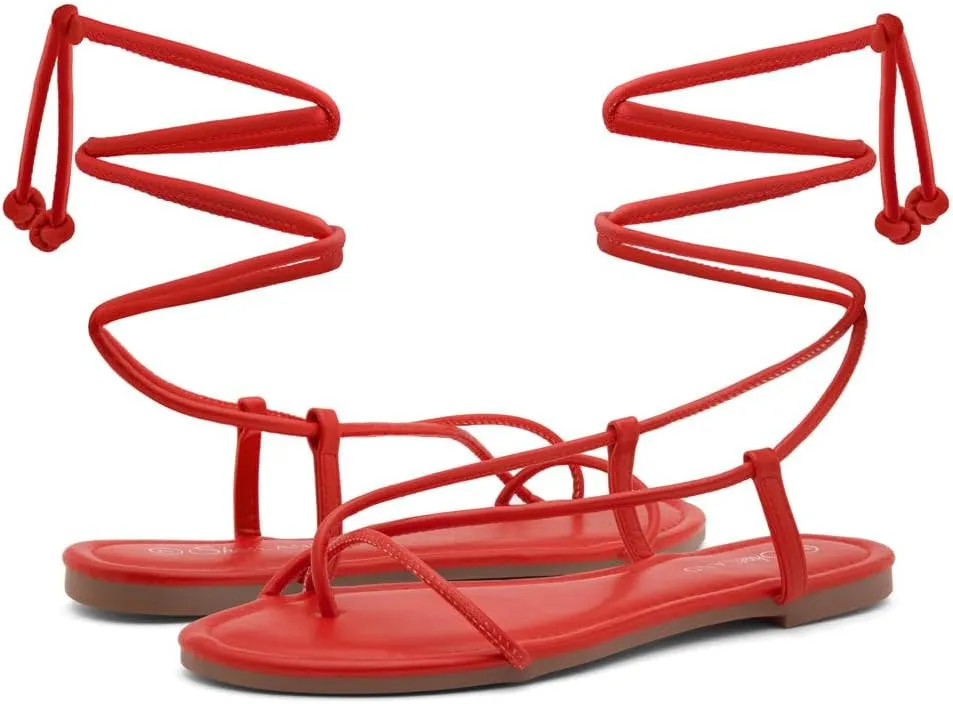 Shoe Land Womens Flat Sandals  Comfortable Lace-Up Gladiator Sandals with Adjustable Ankle Wrap | Strappy Crisscross Open Toe Tie-Up Shoes for Summer, Beach & Travel