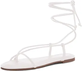 Shoe Land Womens Flat Sandals  Comfortable Lace-Up Gladiator Sandals with Adjustable Ankle Wrap | Strappy Crisscross Open Toe Tie-Up Shoes for Summer, Beach & Travel