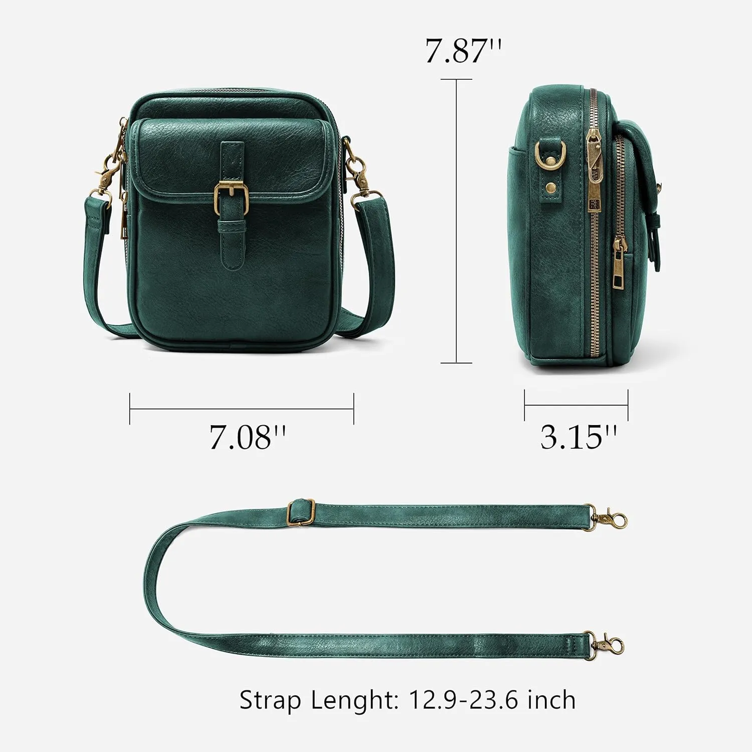 Small Messenger Bag Vegan Leather Crossbody Bag for Women Men, Vintage Cross Body Shoulder Purse with Card Slots